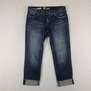 Kut From The Kloth Jeans Womens 4 Blue ANGIE Cropped Skinny Boyfriend Cuff Denim